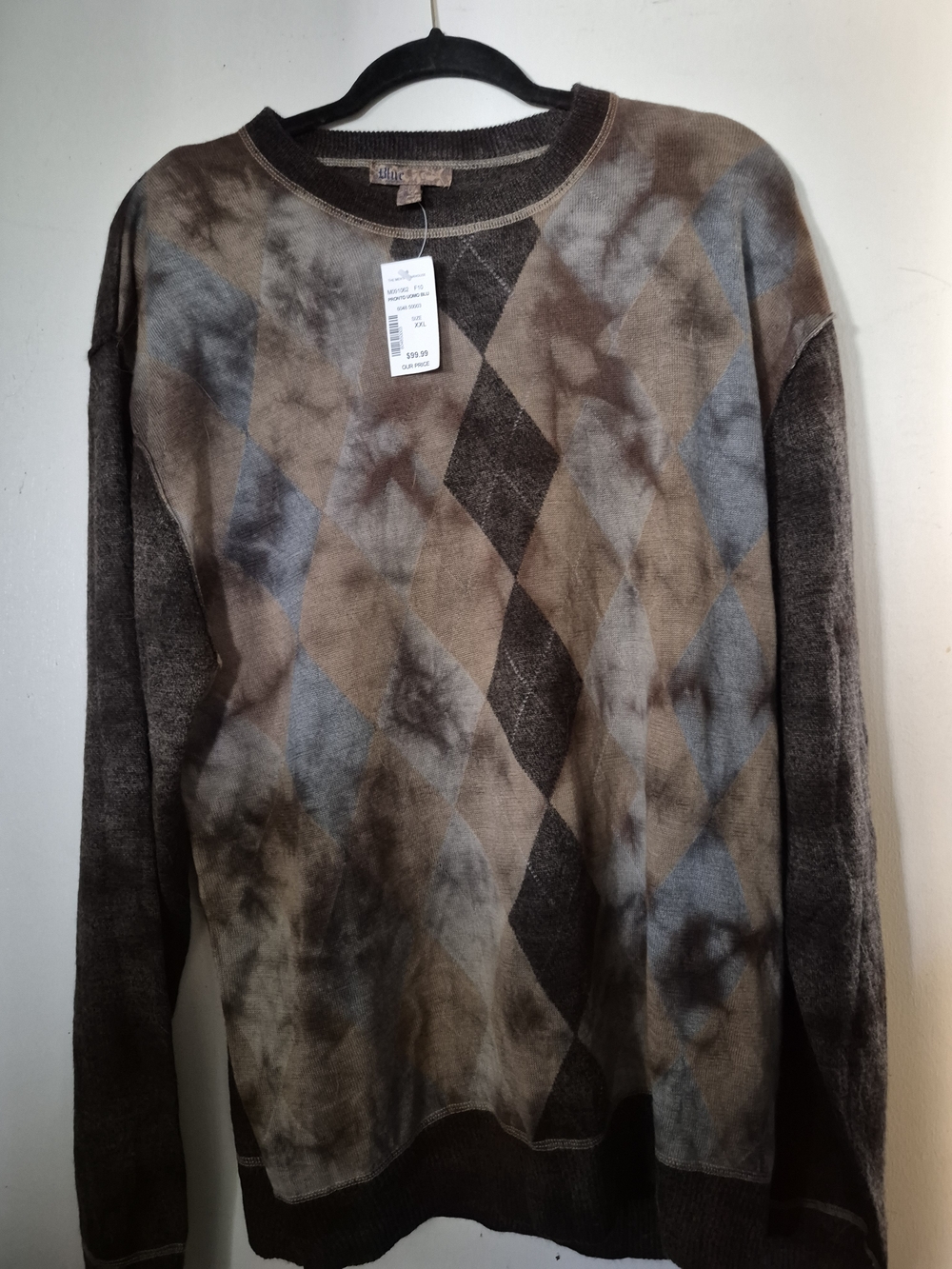 Pronto Uomo Brown & Gray Argyle Crewneck Sweater
